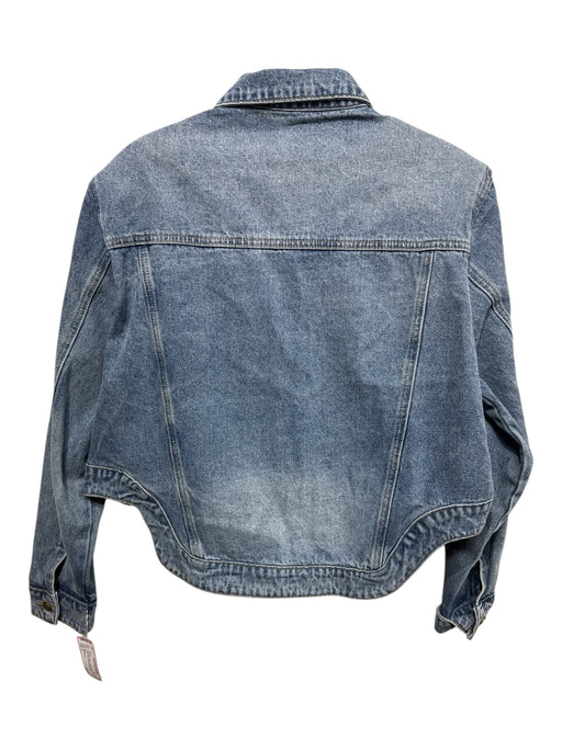 Pixie Market Size L Med Wash Cotton Denim Button Front Patch Pocket Jacket Med Wash / L
