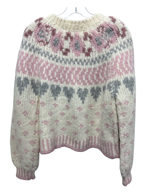 Love Shack Fancy Size Small Cream, Pink & Gray Alpaca Blend Rib Knit Cardigan Cream, Pink & Gray / Small