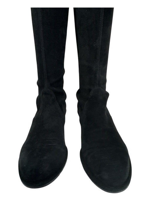 Stuart Weitzman Shoe Size 7.5 Black Suede round toe Over the Knee Back Zip Boots Black / 7.5