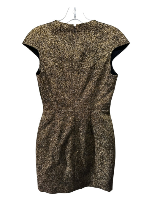 Diane Von Furstenberg Size 0 Gold & Black Polyester Blend Cap Sleeve Dress Gold & Black / 0
