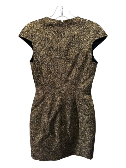 Diane Von Furstenberg Size 0 Gold & Black Polyester Blend Cap Sleeve Dress Gold & Black / 0