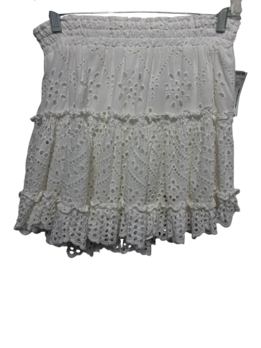Misa Size S White Cotton Eyelet Lace Elastic Waist Mini Skirt White / S