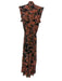 Misa Size M Orange, Green & Black Polyester Chiffon Ruffle Cap Sleeve Maxi Dress Orange, Green & Black / M