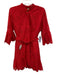Farm Rio Size M Red Cotton Blend 3/4 Flare Sleeve Eyelet Button Front Dress Red / M