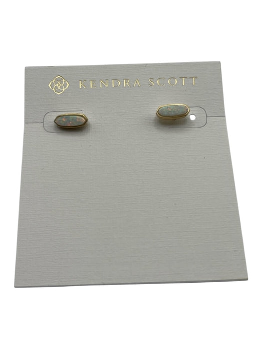 Kendra Scott White & Gold Metal Faux Stone Hexagon Iridescent Stud Earrings White & Gold