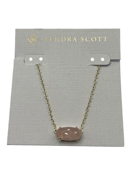Kendra Scott Pink & Gold Metal Stone Hexagon Prong Setting Necklace Pink & Gold