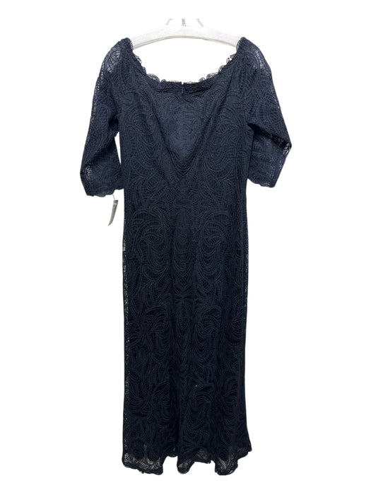 Tadashi Shoji Size 12 Navy & Black Polyester Blend Lace Overlay Wide Neck Gown Navy & Black / 12