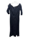 Tadashi Shoji Size 12 Navy & Black Polyester Blend Lace Overlay Wide Neck Gown Navy & Black / 12