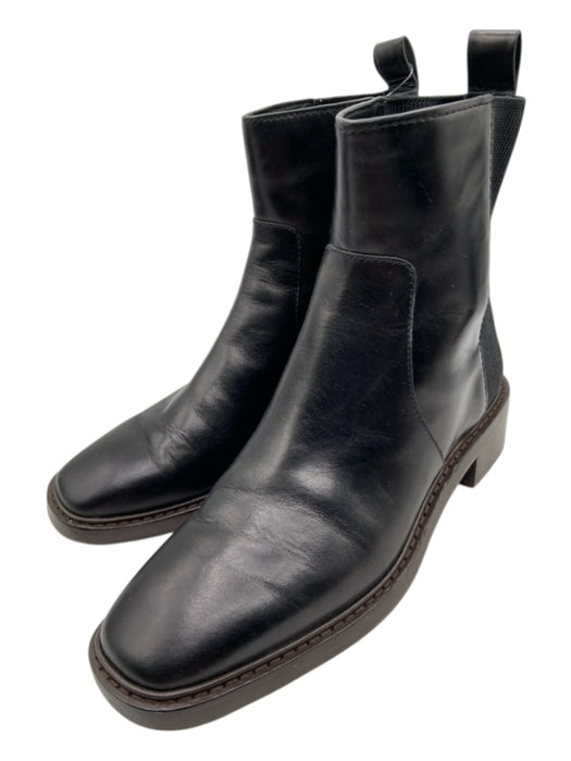 Tory Burch Shoe Size 8.5 Black Leather Square Toe Elastic Back Chelsea Boots Black / 8.5