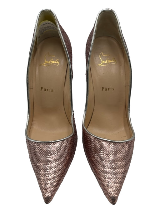 Christian Louboutin Shoe Size 38.5 Rose Gold Sequin Stiletto Pointed Toe Pumps Rose Gold / 38.5