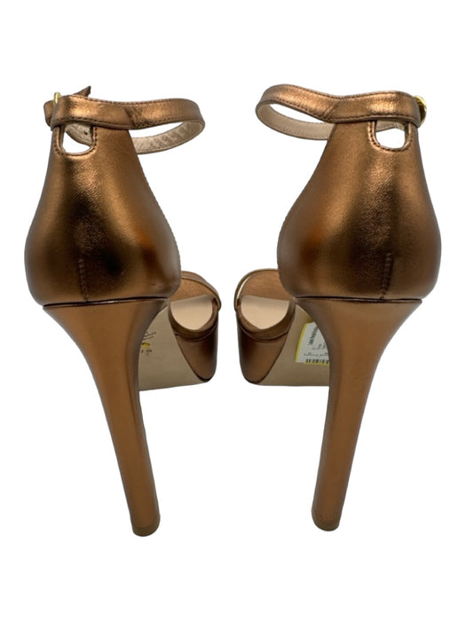 Stuart Weitzman Shoe Size 7.5 Copper Bronze Leather Platform Ankle Strap Pumps Copper Bronze / 7.5