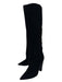 Yves Saint Laurent Shoe Size 38.5 Black Velvet Pointed Toe Block Heel Boots Black / 38.5