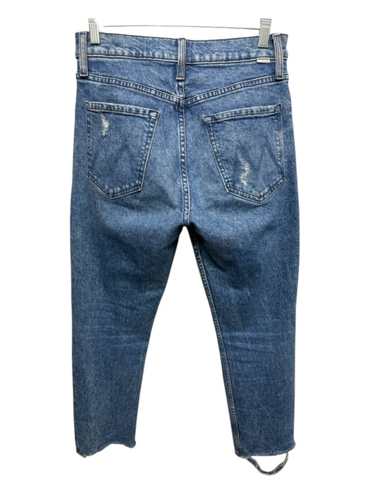 Mother Size 28 Med Wash Cotton Denim Button Up Ripped Knee High Rise Jeans Med Wash / 28