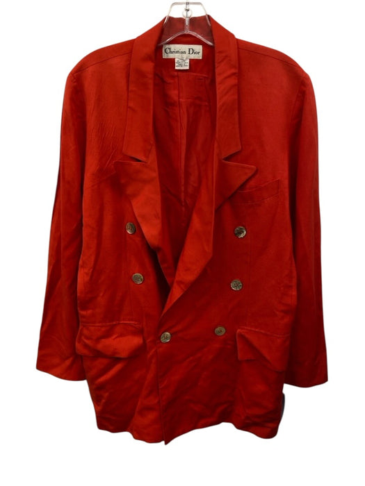 Christian Dior Size 10 Red Mother of Pearl Buttons Double Breasted Blazer Jacket Red / 10