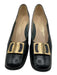 Salvatore Ferragamo Shoe Size 8.5 Black Leather Snake Embossed Round Toe Shoes Black / 8.5