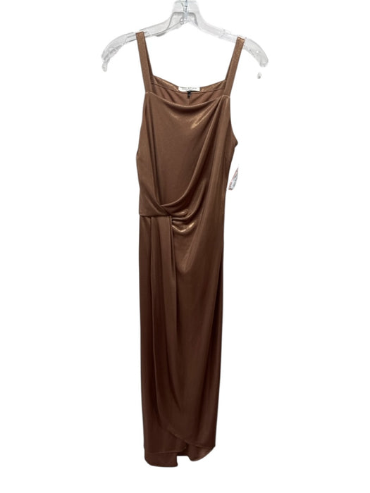 Halston Heritage Size S Gold Polyester Shimmer Sleeveless Square Neck Dress Gold / S