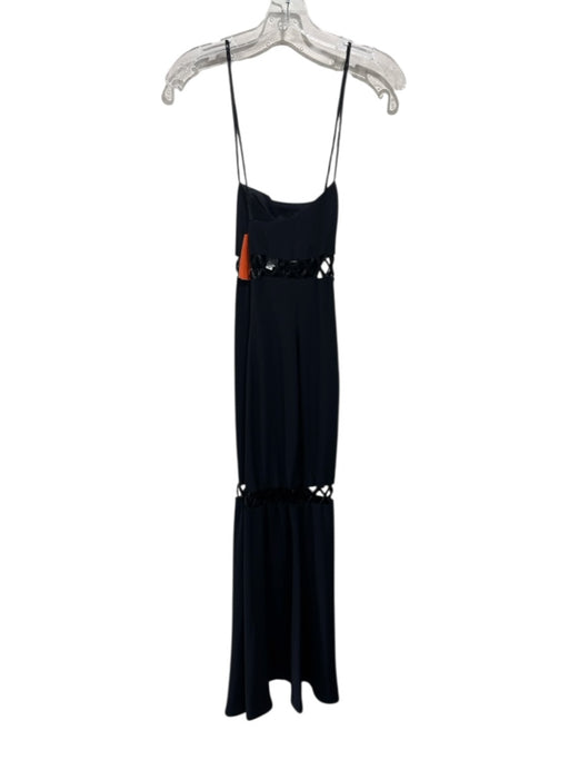 Niteline Size 10 Black Triacetate Blend Sleeveless Beads Maxi Cut Outs Dress Black / 10