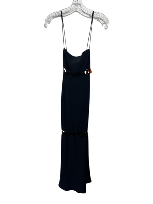 Niteline Size 10 Black Triacetate Blend Sleeveless Beads Maxi Cut Outs Dress Black / 10