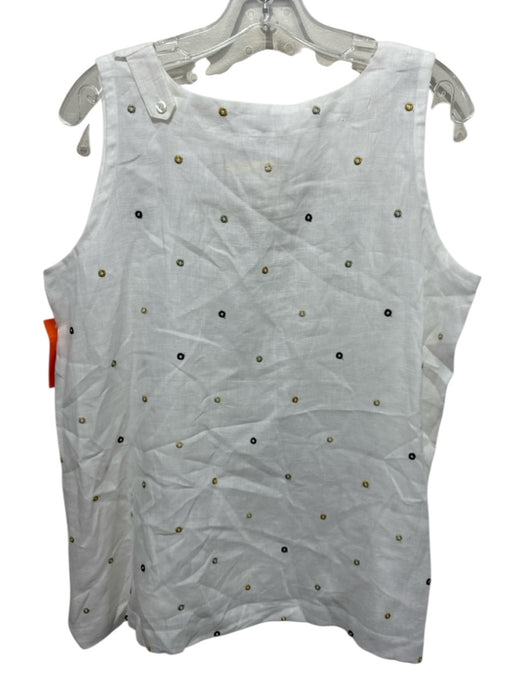 Eskandar Size 1 White Linen Sleeveless Eyelet Circles Top White / 1