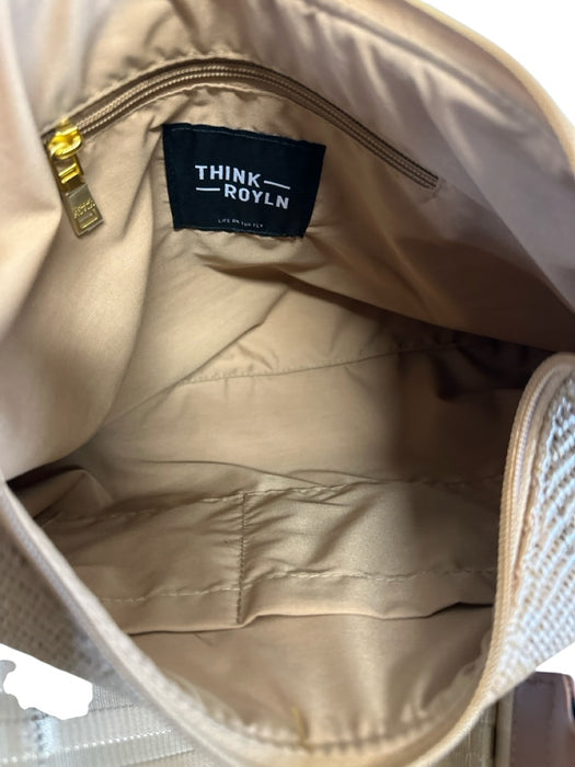 Think Royln Tan & Brown Leather & Raffia Shoulder & Crossbody Woven Bag Tan & Brown / Large