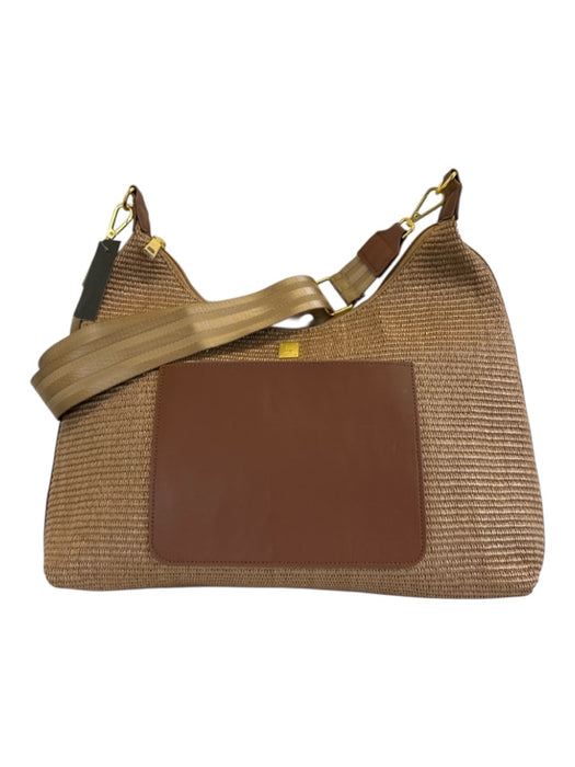 Think Royln Tan & Brown Leather & Raffia Shoulder & Crossbody Woven Bag Tan & Brown / Large