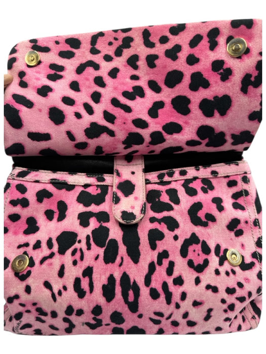 Dolce & Gabbana Hot Pink & Black Canvas & Leather Gold hardware Leopard Flap Bag Hot Pink & Black / Medium