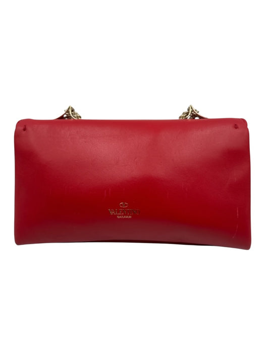 Valentino Garavani Red Leather Flap Bow Chain Strap Accordian Bag Red / Small