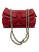 Valentino Garavani Red Leather Flap Bow Chain Strap Accordian Bag Red / Small