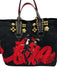 Christian Louboutin Red, Black, Gold Canvas Leather trim Embellished Tote Bag Red, Black, Gold / Small