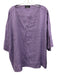 Eskandar Size 0 Light Purple Linen Half Sleeve Scoop Neck Top Light Purple / 0