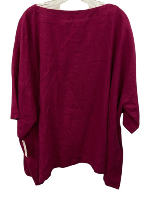 Eskandar Size 1 Magenta Pink Linen Half Sleeve Patch Pocket Top Magenta Pink / 1