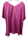Ravella Size XXL Fuchsia Pink Silk Short Sleeve Satin V Neck Top Fuchsia Pink / XXL