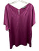 Ravella Size XXL Fuchsia Pink Silk Short Sleeve Satin V Neck Top Fuchsia Pink / XXL