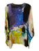 Lafayette 148 Size XL Blue, Yellow, Purple Silk Short Sleeve Abstract Print Top Blue, Yellow, Purple / XL