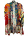 Johnny Was Size XL Red & Multi Silk Long Sleeve Mixed Print Pockets Cardigan Red & Multi / XL