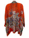 Johnny Was Size 1X Orange & Multi Silk Long Sleeve Floral & Abstract Cardigan Orange & Multi / 1X