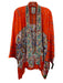 Johnny Was Size 1X Orange & Multi Silk Long Sleeve Floral & Abstract Cardigan Orange & Multi / 1X