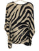 Lafayette 148 Size Large Black & Taupe Silk Short Sleeve Animal Print Top Black & Taupe / Large