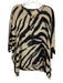 Lafayette 148 Size Large Black & Taupe Silk Short Sleeve Animal Print Top Black & Taupe / Large