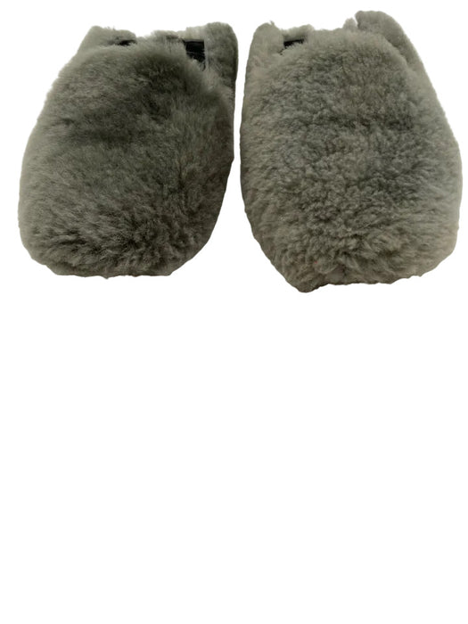 Tibi Shoe Size 37.5 Gray shearling Leather Square Toe Slide Flats