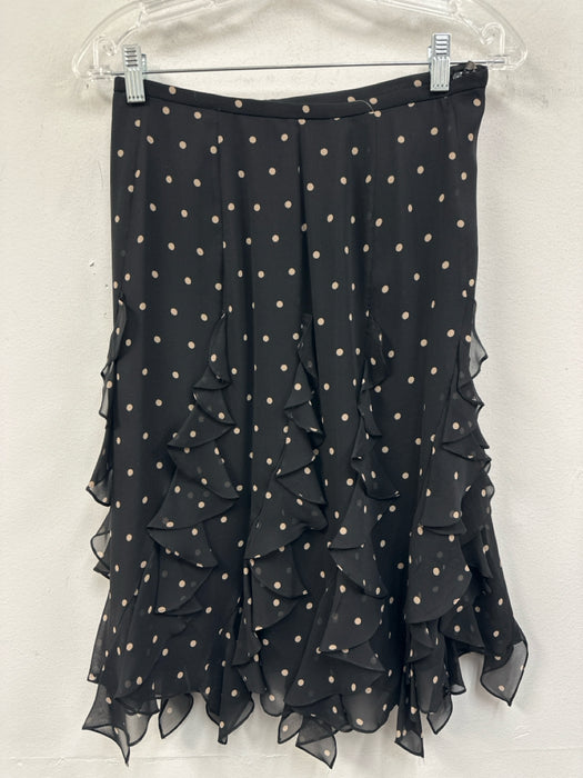 Kay Unger Size 4 Beige & Black Silk & Cotton Ruffle Polka Dot Skirt Set