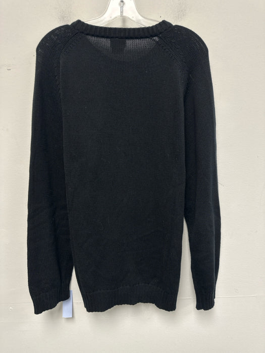 Lacoste Size L Black Cotton Solid Knit Crew Men's Sweater