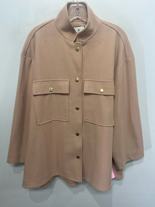 Tuckernuck Size XXL Beige Polyester Blend Collar Front Pocket Shacket Jacket