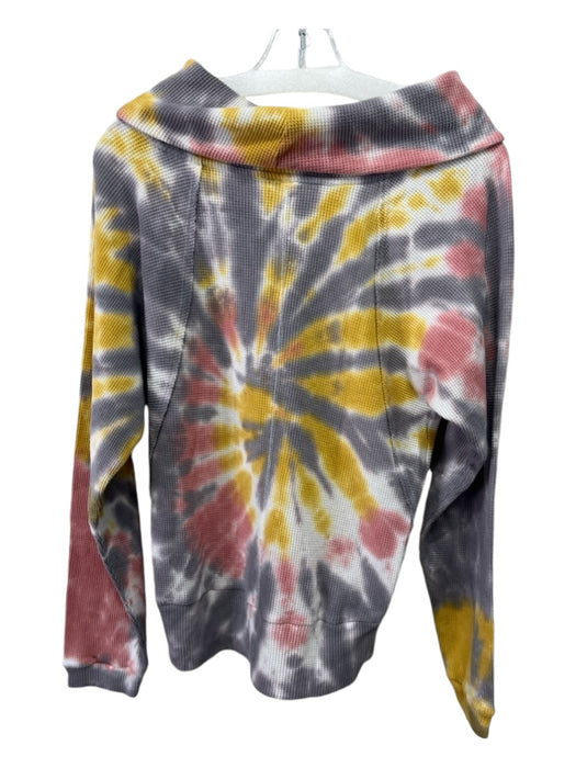 Pilcro Size S Gray Pink & Yellow Cotton Tie Dye Paneled Waffle Sweater Gray Pink & Yellow / S