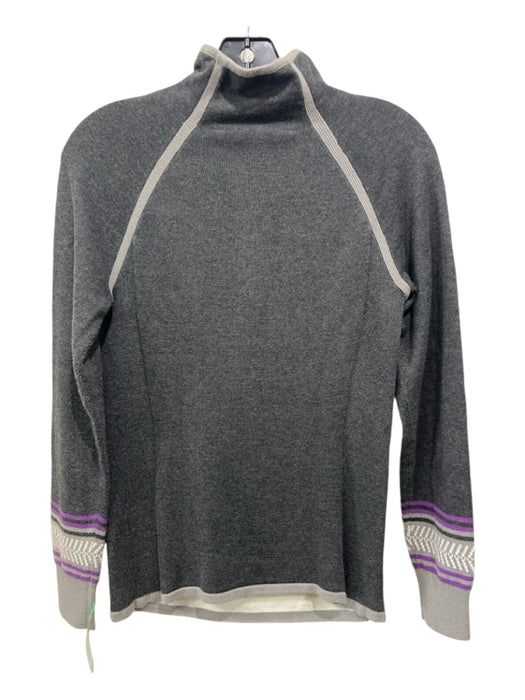 Athleta Size XS Gray & Purple Cotton & Polyester 3/4 zip Mock Neck Sweater Gray & Purple / XS