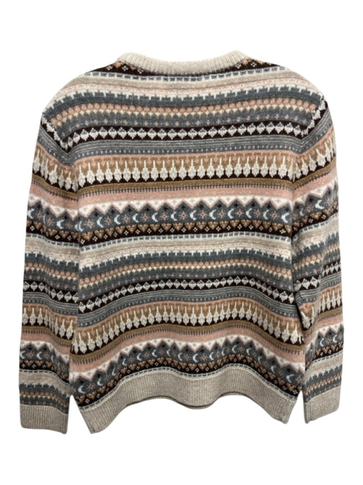 J Crew Size Medium Blue, Pink, Brown Wool Blend Long Sleeve Knit Ribbed Sweater Blue, Pink, Brown / Medium
