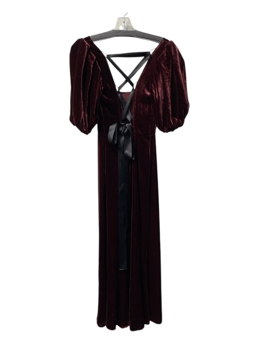 Reformation Size 6 Garnet Rayon Blend Velvet Open Back Zipper Back Dress Garnet / 6