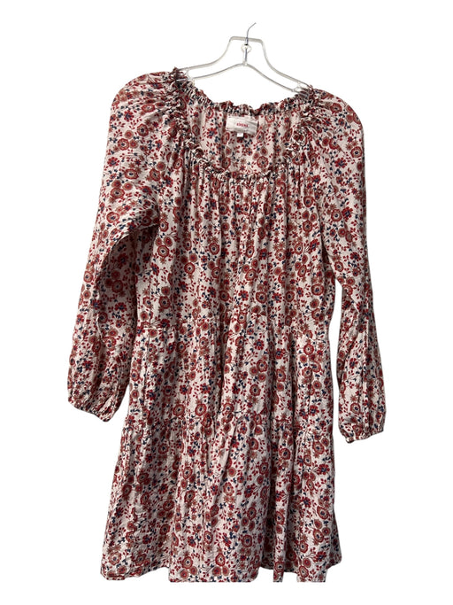 XiRENA Size XS Red, Brown & blue Cotton Floral Half Lined Off Shoulder Dress Red, Brown & blue / XS