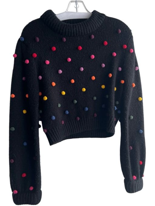 Farm Rio Size XS Black & Rainbow No Fabric Tag Mock Neck Long Sleeve Sweater Black & Rainbow / XS