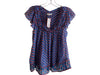 Ulla Johnson Size 2 Blue & Red Silk V Neck Ruffle Sleeveless All Over Print Top Blue & Red / 2
